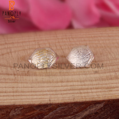Crystal Quartz Pentagon Sterling Silver Studs Earrings