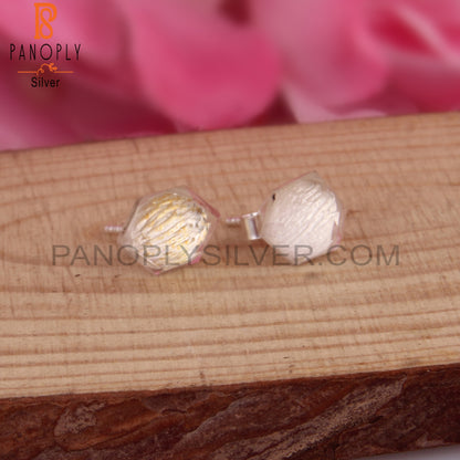 Crystal Quartz Pentagon Sterling Silver Studs Earrings