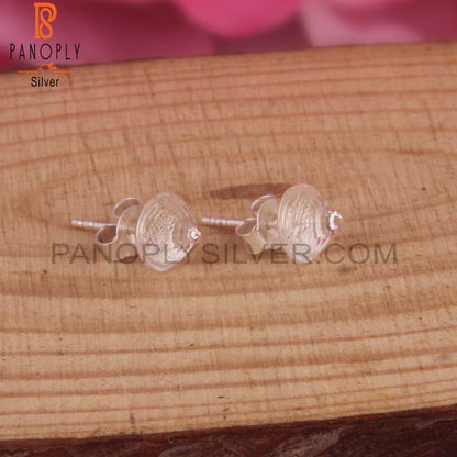Crystal Quartz Round 925 Silver Studs Earrings for Daily Wear