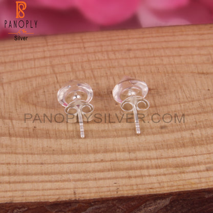 Crystal Quartz Round 925 Silver Studs Earrings for Daily Wear
