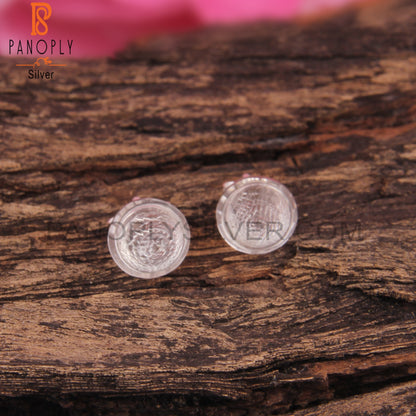 Crystal Quartz Round 925 Silver Studs Earrings for Daily Wear