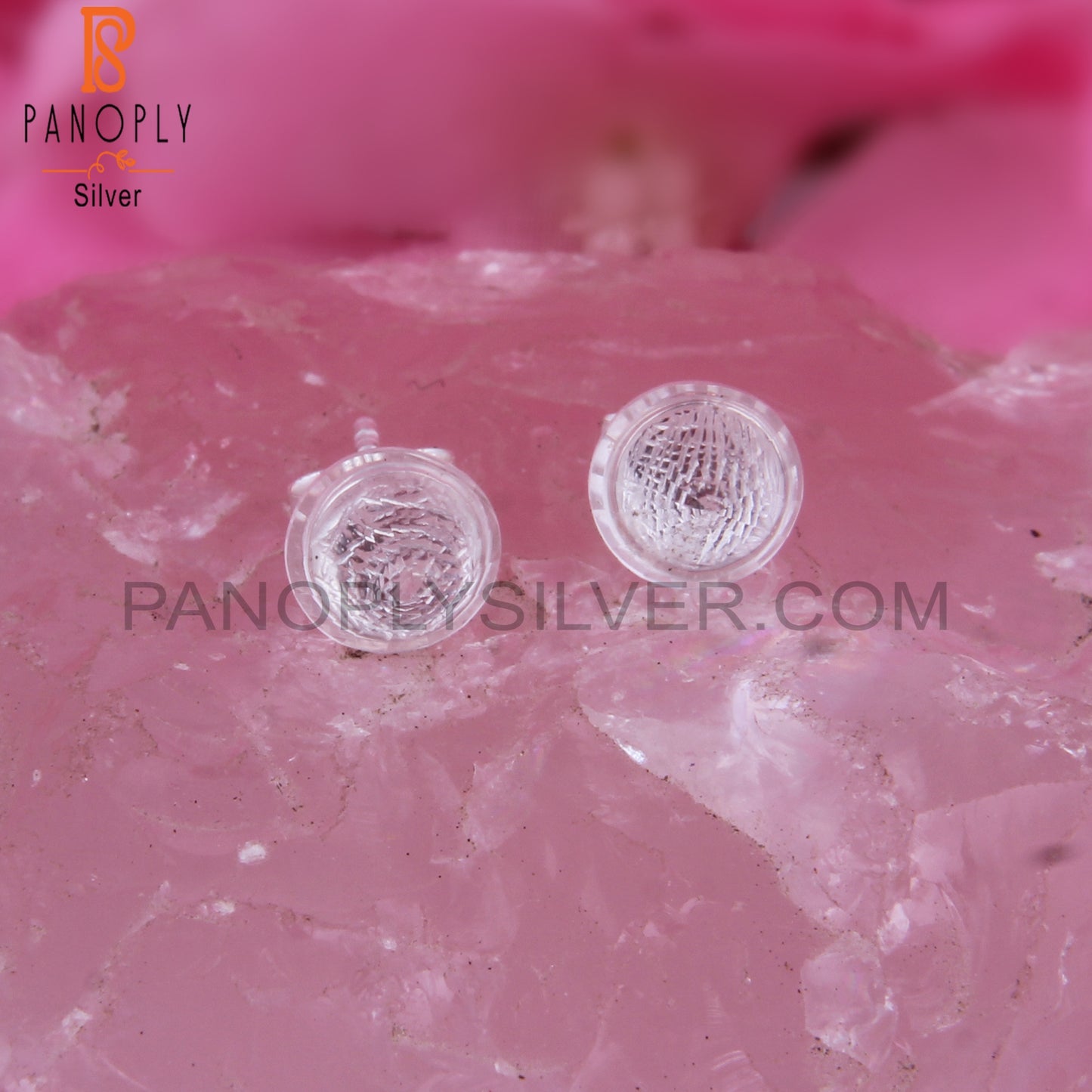 Crystal Quartz Round 925 Silver Studs Earrings for Daily Wear