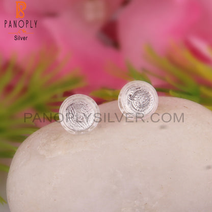 Crystal Quartz Round 925 Silver Studs Earrings for Daily Wear