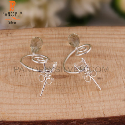 Green Amethyst & Crystal Quartz 925 Silver Earrings