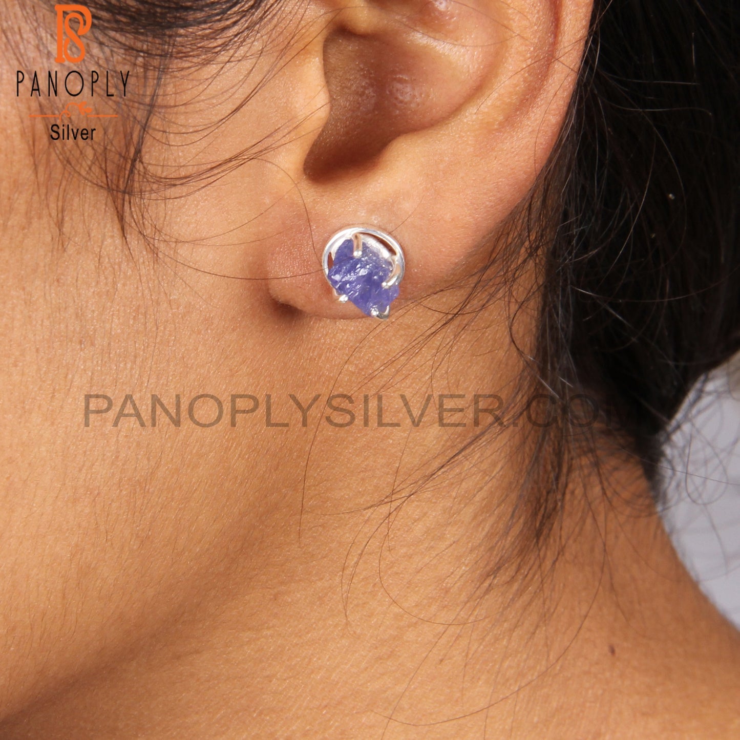 Tanzanite Rough 925 Sterling Silver Studs Earrings