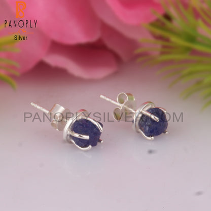 Tanzanite Rough 925 Sterling Silver Studs Earrings
