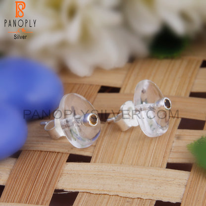 Crystal Quartz & Citrine 925 Sterling Silver Studs Earrings