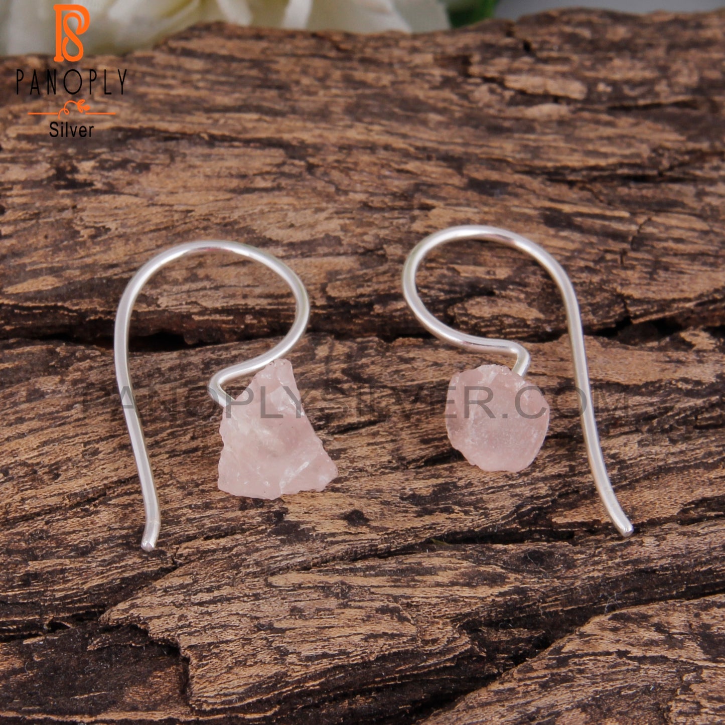 Rose Quartz 925 Sterling Silver Dangle Earrings