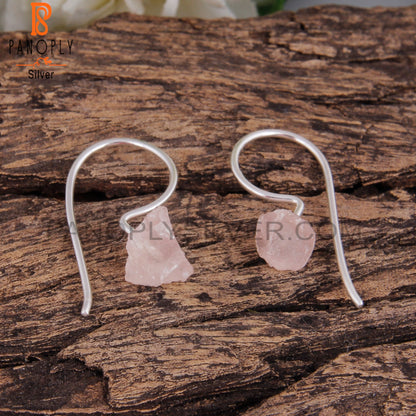Rose Quartz 925 Sterling Silver Dangle Earrings