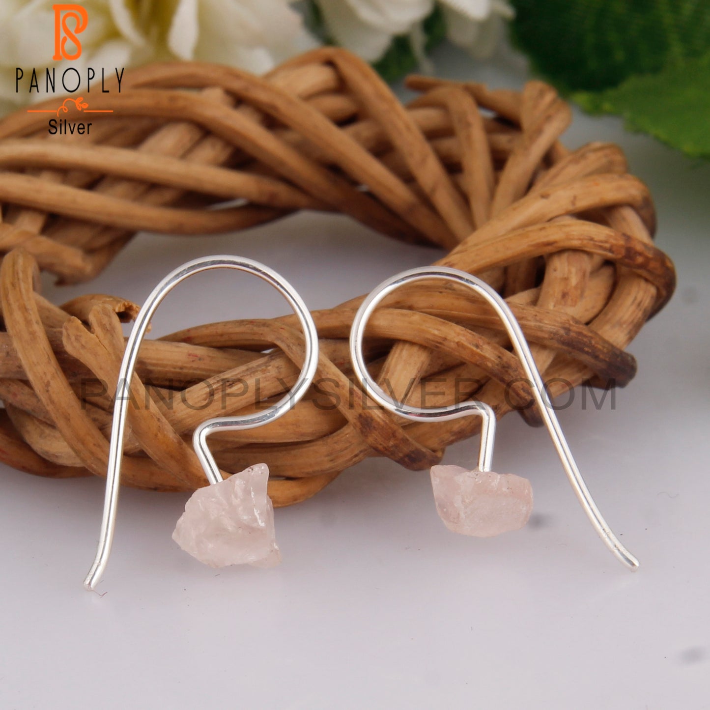 Rose Quartz 925 Sterling Silver Dangle Earrings