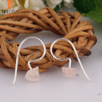Rose Quartz 925 Sterling Silver Dangle Earrings