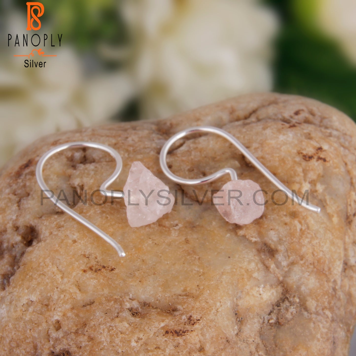 Rose Quartz 925 Sterling Silver Dangle Earrings