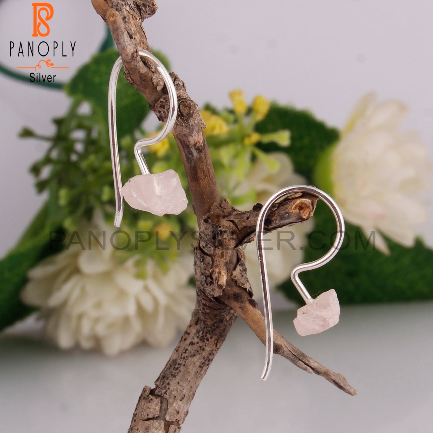Rose Quartz 925 Sterling Silver Dangle Earrings