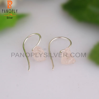 Rose Quartz 925 Sterling Silver Dangle Earrings