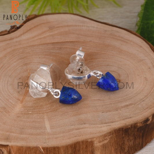 Lapis & Herkimer Diamond 925 Sterling Silver Earrings