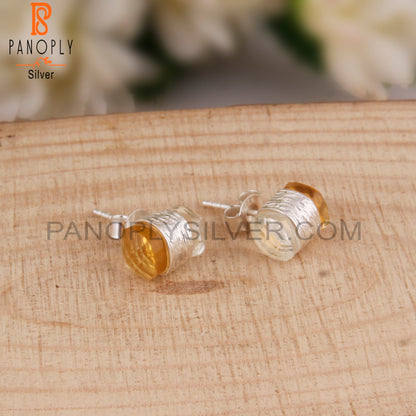 Citrine & Crystal Quartz Taper Shape 925 Silver Stud Earrings