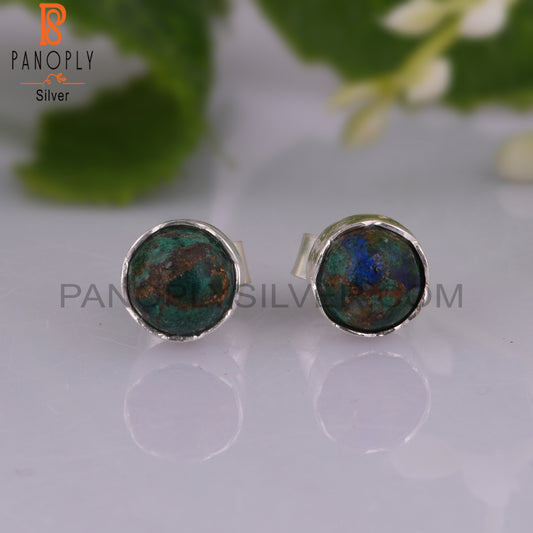 Mojave Copper Azurite Malachite 925 Silver Earrings
