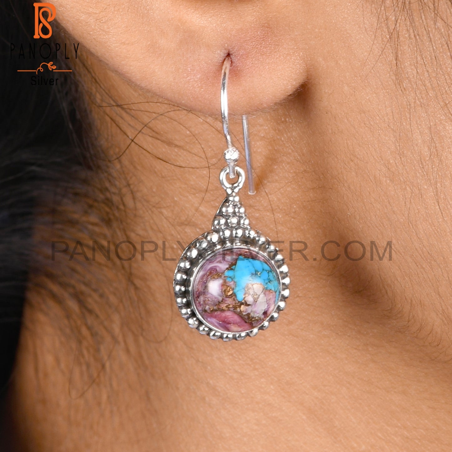 Mojave Copper Purple Turquoise Aesthetic 925 Silver Earrings