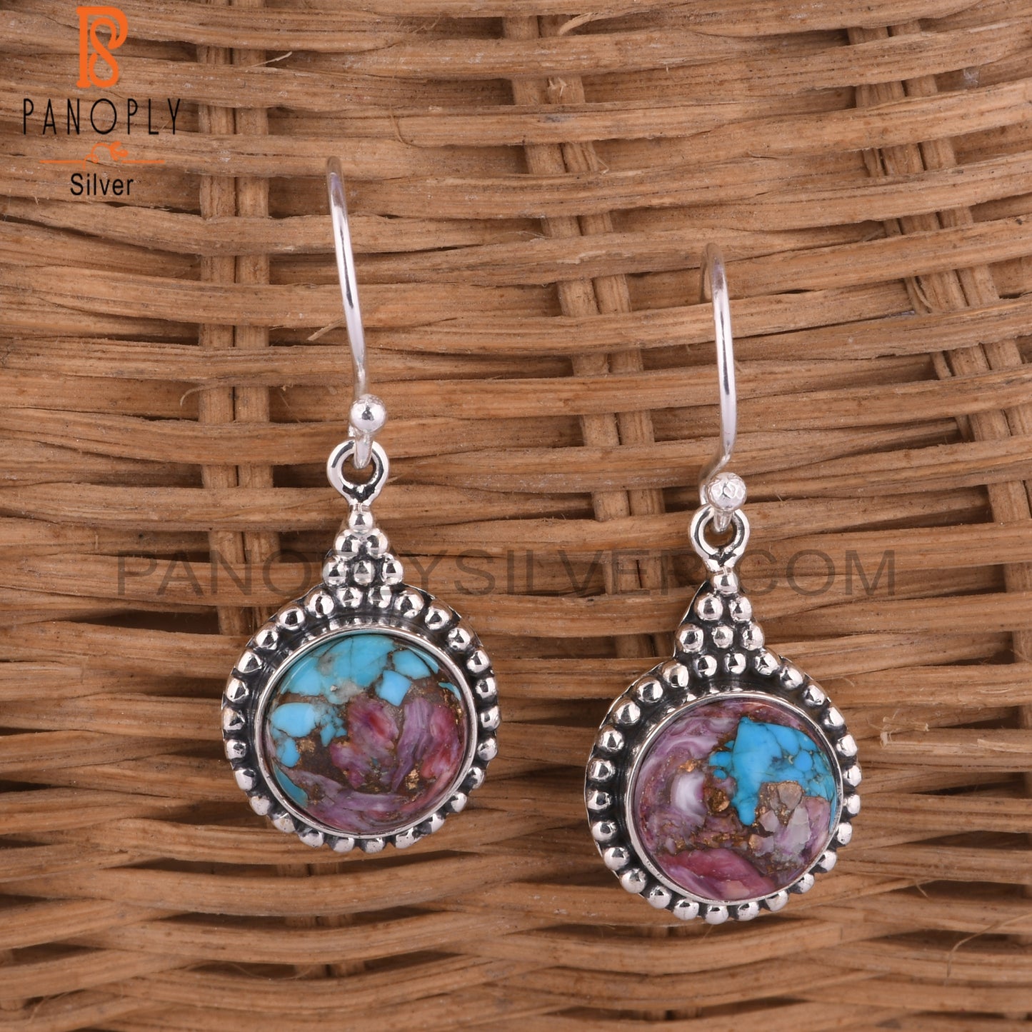 Mojave Copper Purple Turquoise Aesthetic 925 Silver Earrings