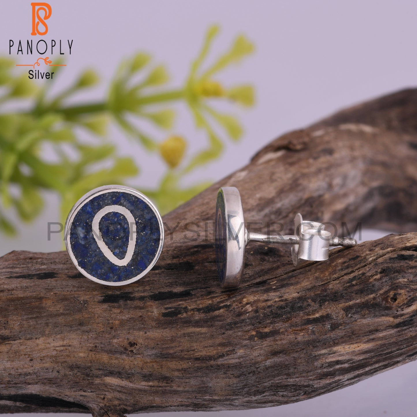 Lapis Inlay 925 Sterling Silver Earrings