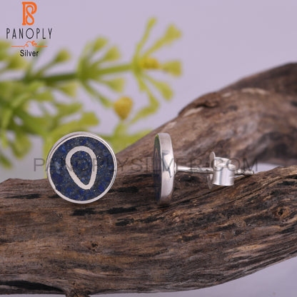 Lapis Inlay 925 Sterling Silver Earrings