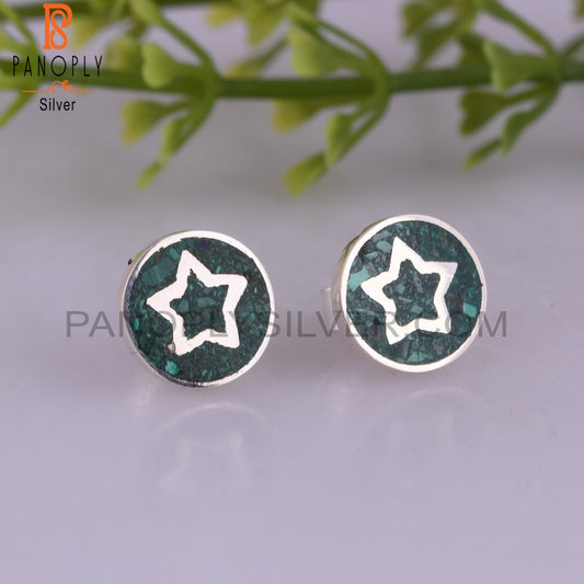 Malachite 925 Sterling Silver Star Cute Earrings