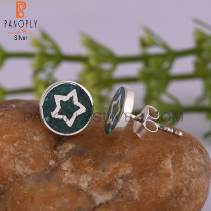 Malachite 925 Sterling Silver Star Cute Earrings