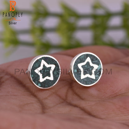 Malachite 925 Sterling Silver Star Cute Earrings