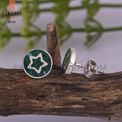 Malachite 925 Sterling Silver Star Cute Earrings