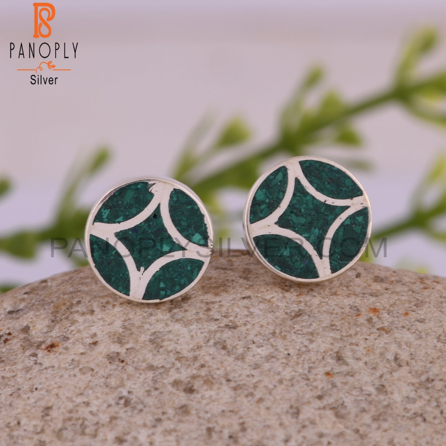 Inlay Malachite 925 Sterling Silver Earrings