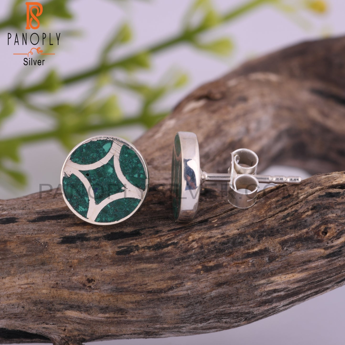 Inlay Malachite 925 Sterling Silver Earrings
