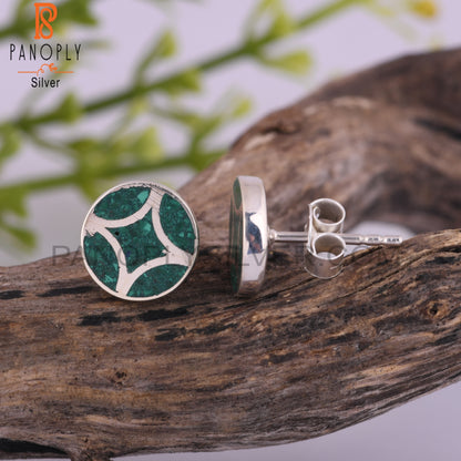 Inlay Malachite 925 Sterling Silver Earrings