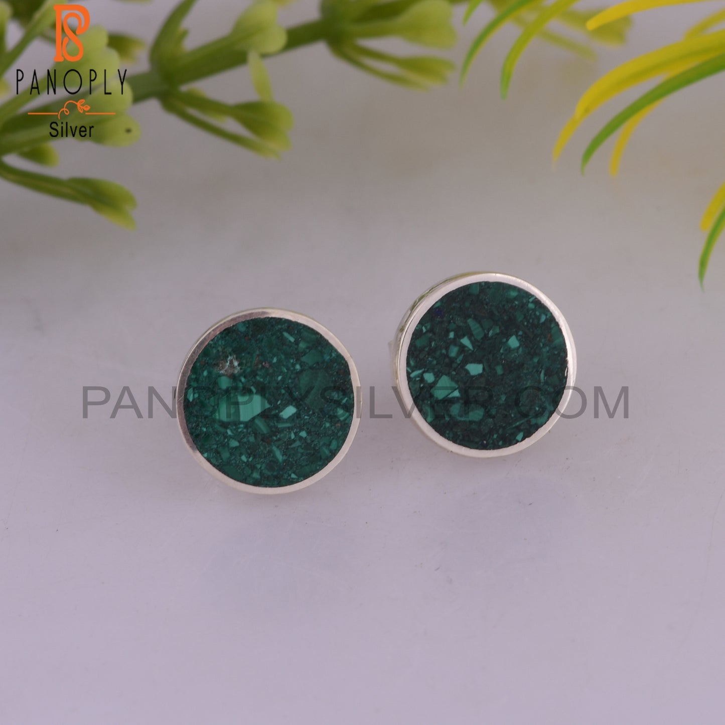 Malachite Inlay 925 Sterling Silver Casual Earrings