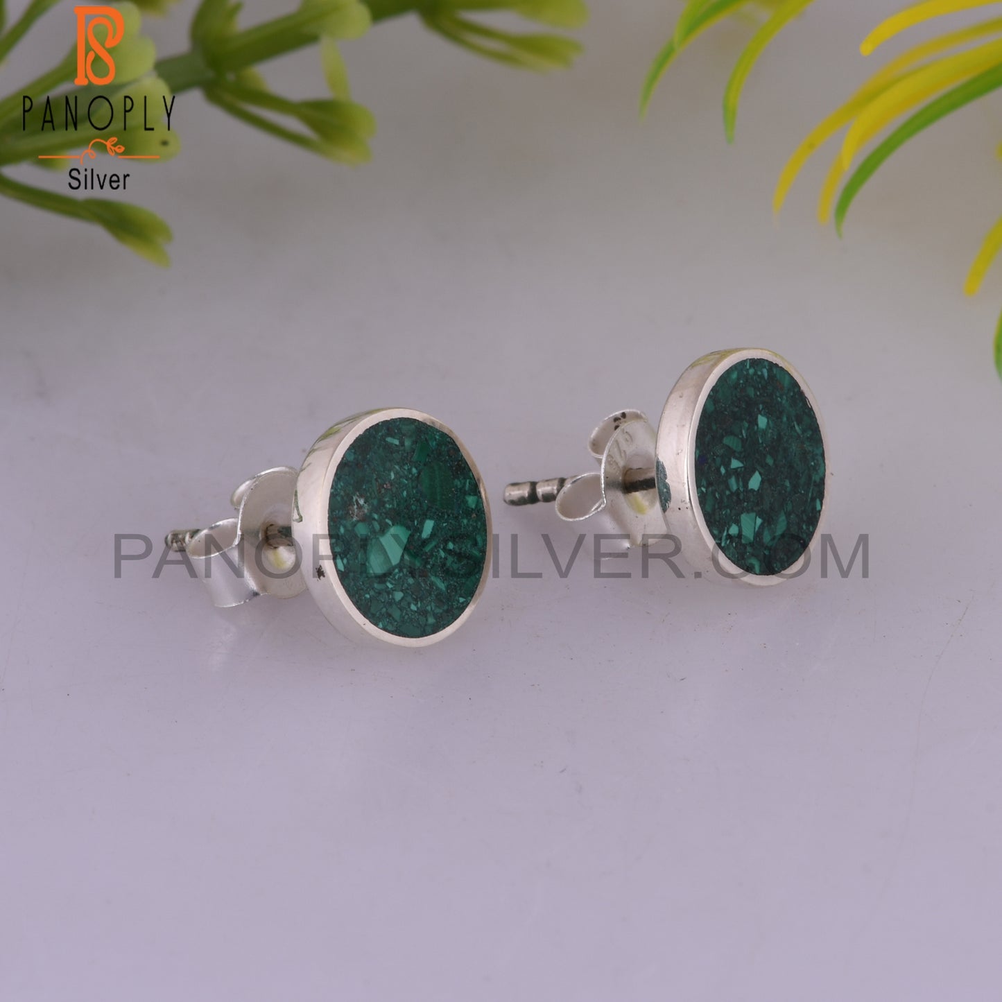 Malachite Inlay 925 Sterling Silver Casual Earrings