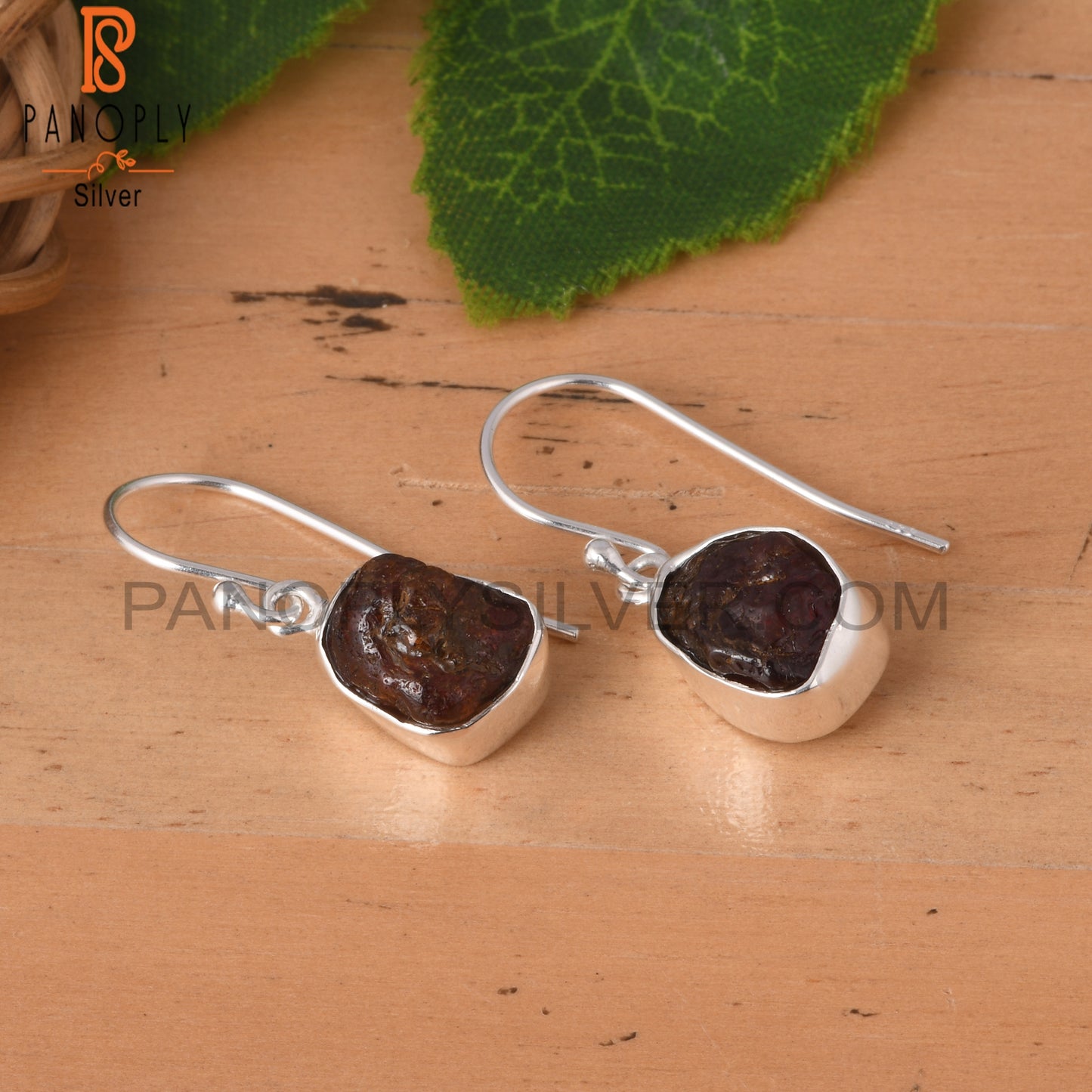 Garnet Rough 925 Sterling Silver Drops Earring