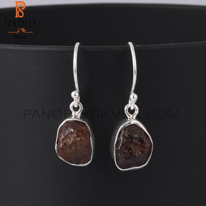 Garnet Rough 925 Sterling Silver Drops Earring