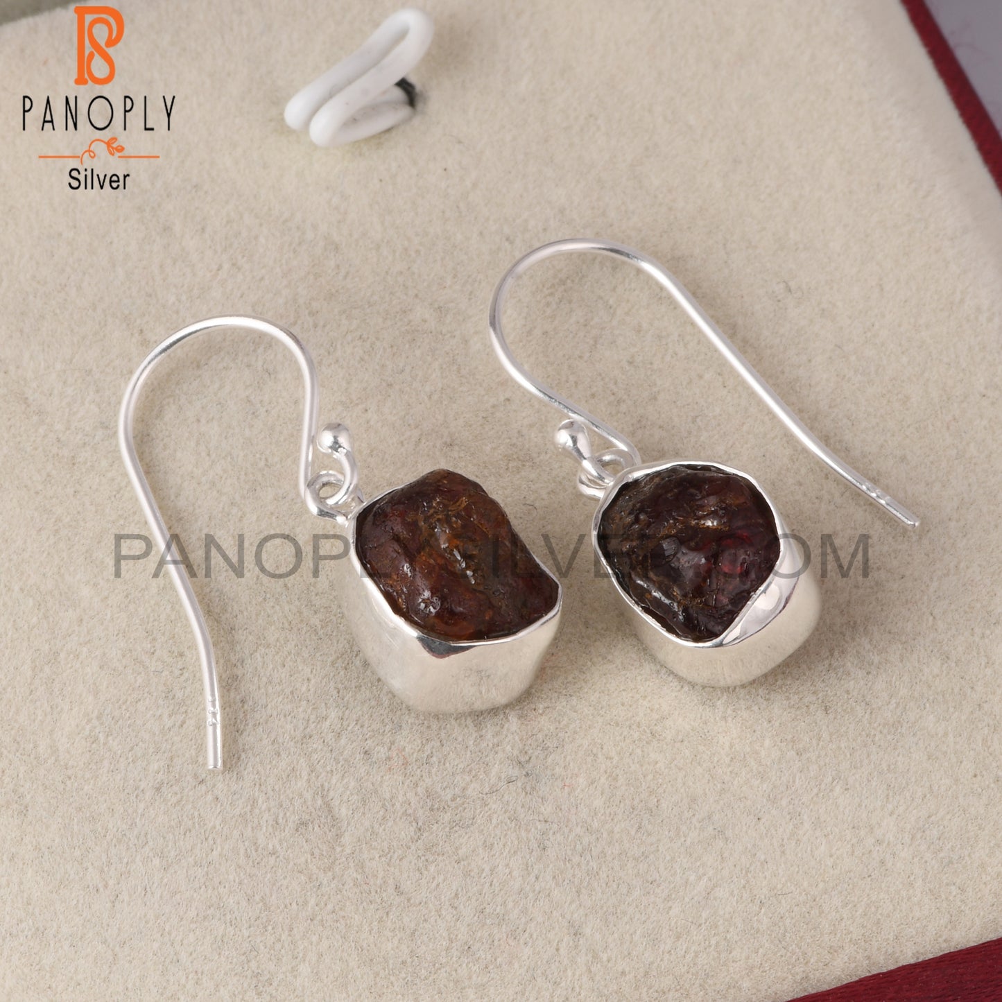 Garnet Rough 925 Sterling Silver Drops Earring