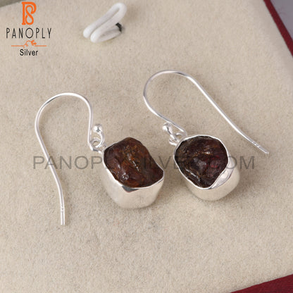 Garnet Rough 925 Sterling Silver Drops Earring