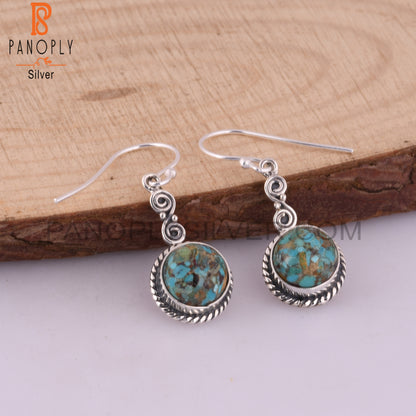 Boulder Turquoise Round 925 Sterling Silver Earrings