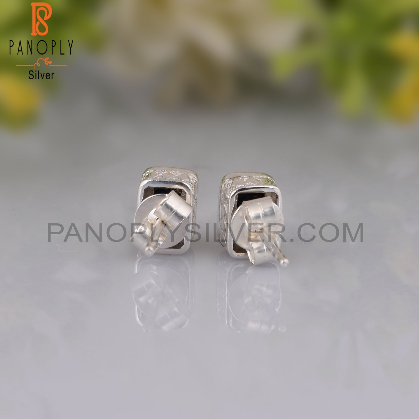 Lapis Beguette Shape 925 Sterling Silver Earrings