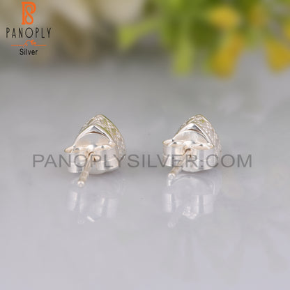 Garnet Trillion Shape 925 Sterling Silver Earrings