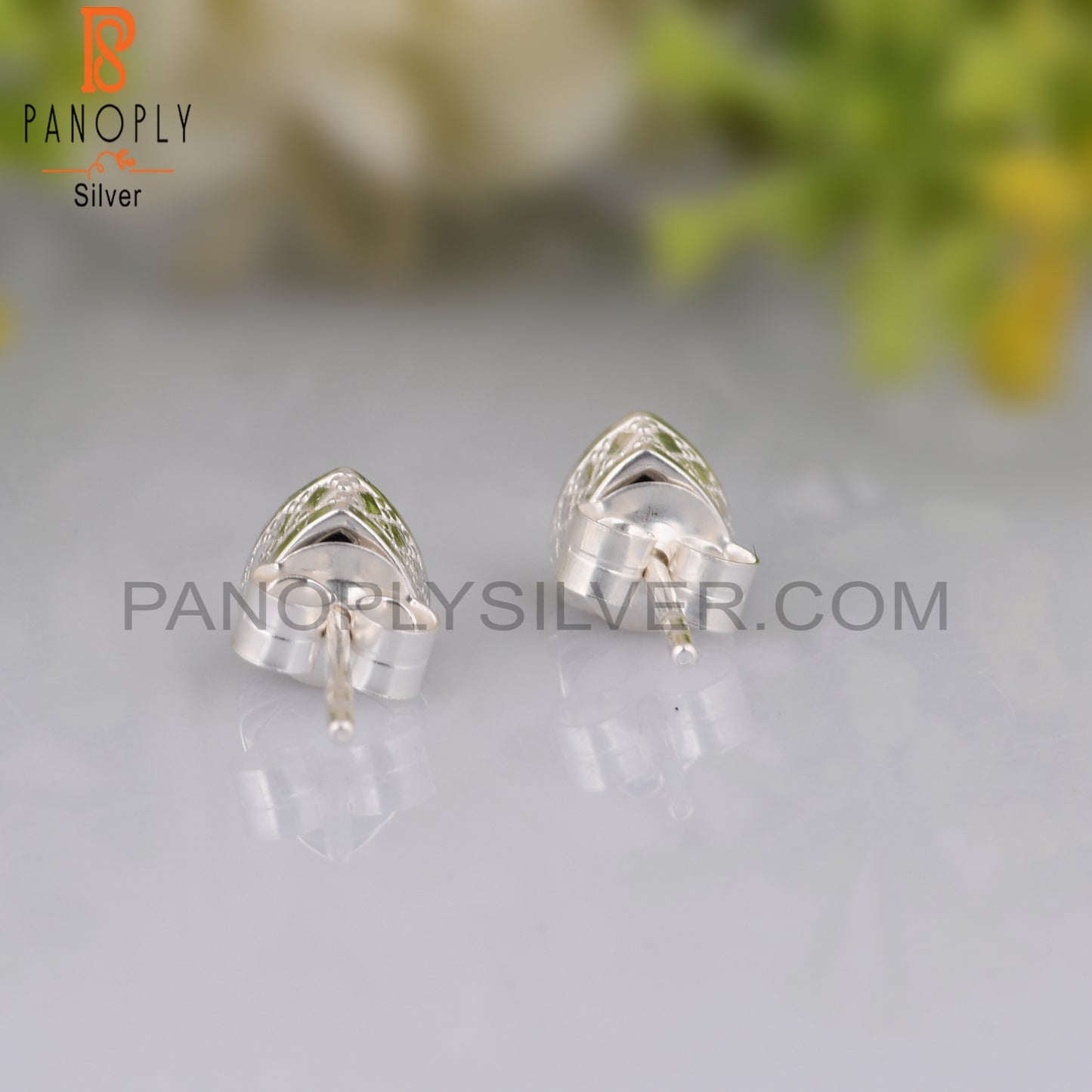 Lapis Trllion Shape 925 Sterling Silver Earrings