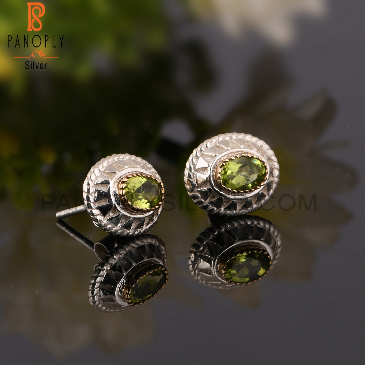 Green Peridot Oval Shape 925 Silver Engagement Earrings