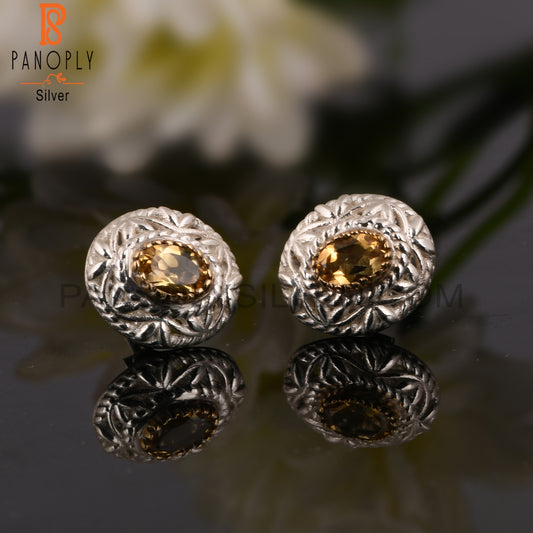 Citrine Oval Shape 925 Sterling Silver Earrings