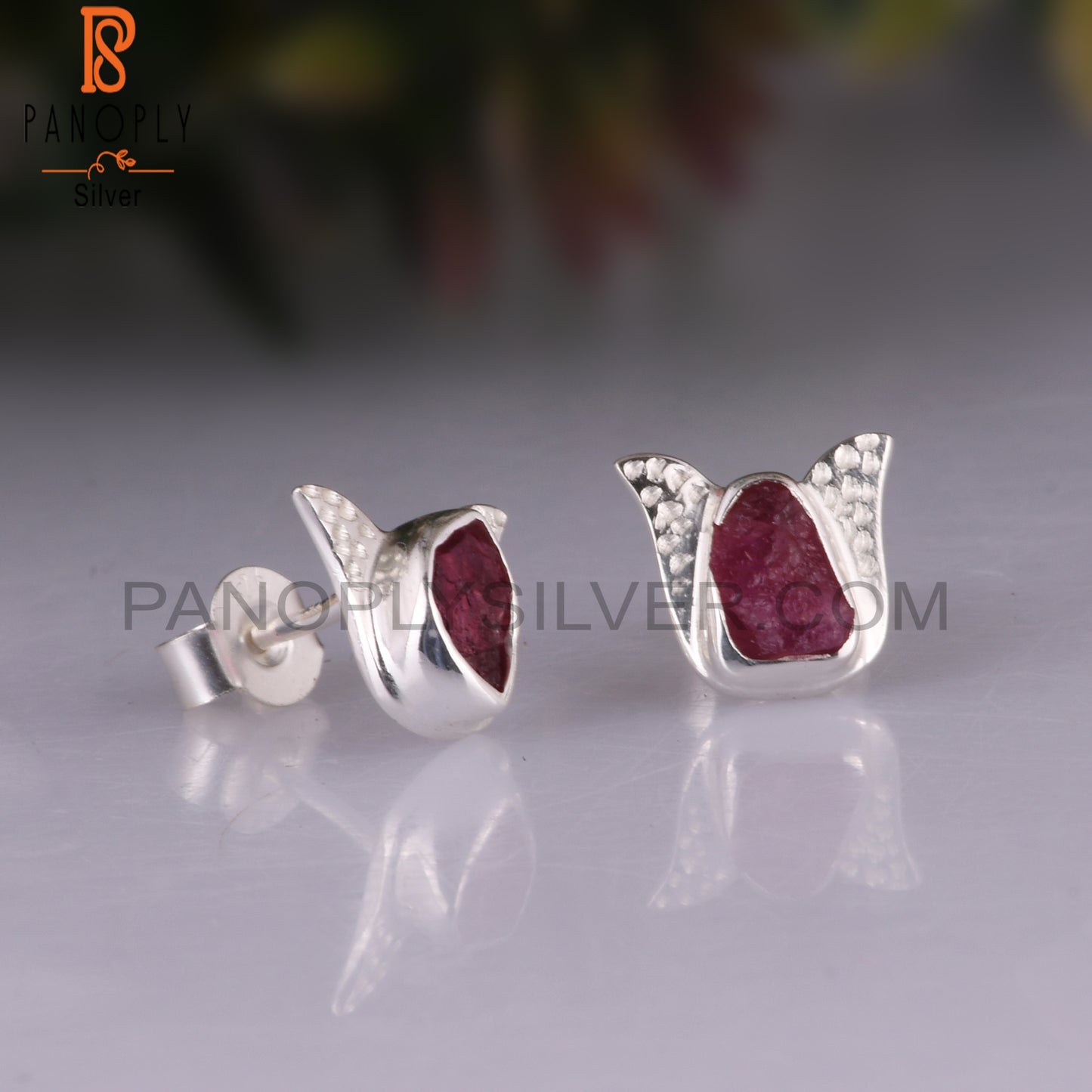 Ruby 925 Sterling Silver Earrings