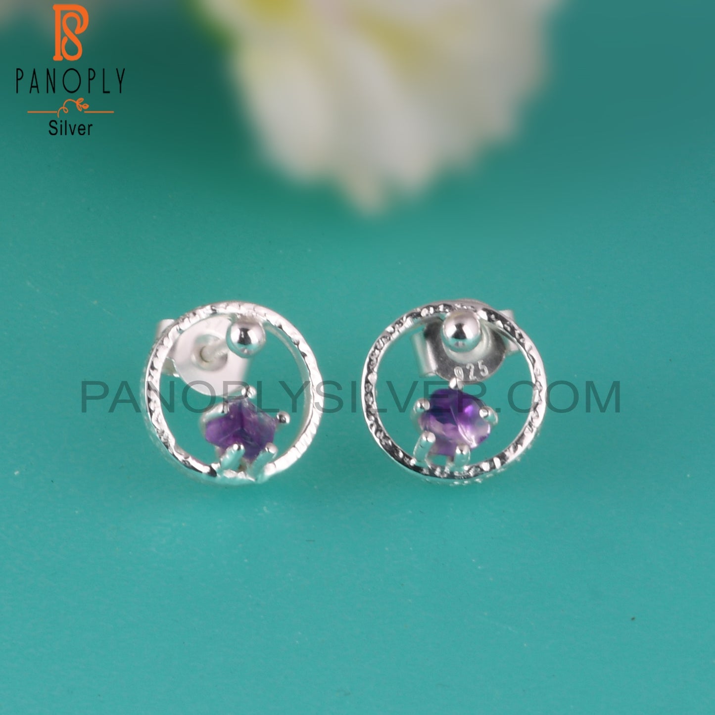 Amethyst 925 Sterling Silver Graduation Earrings
