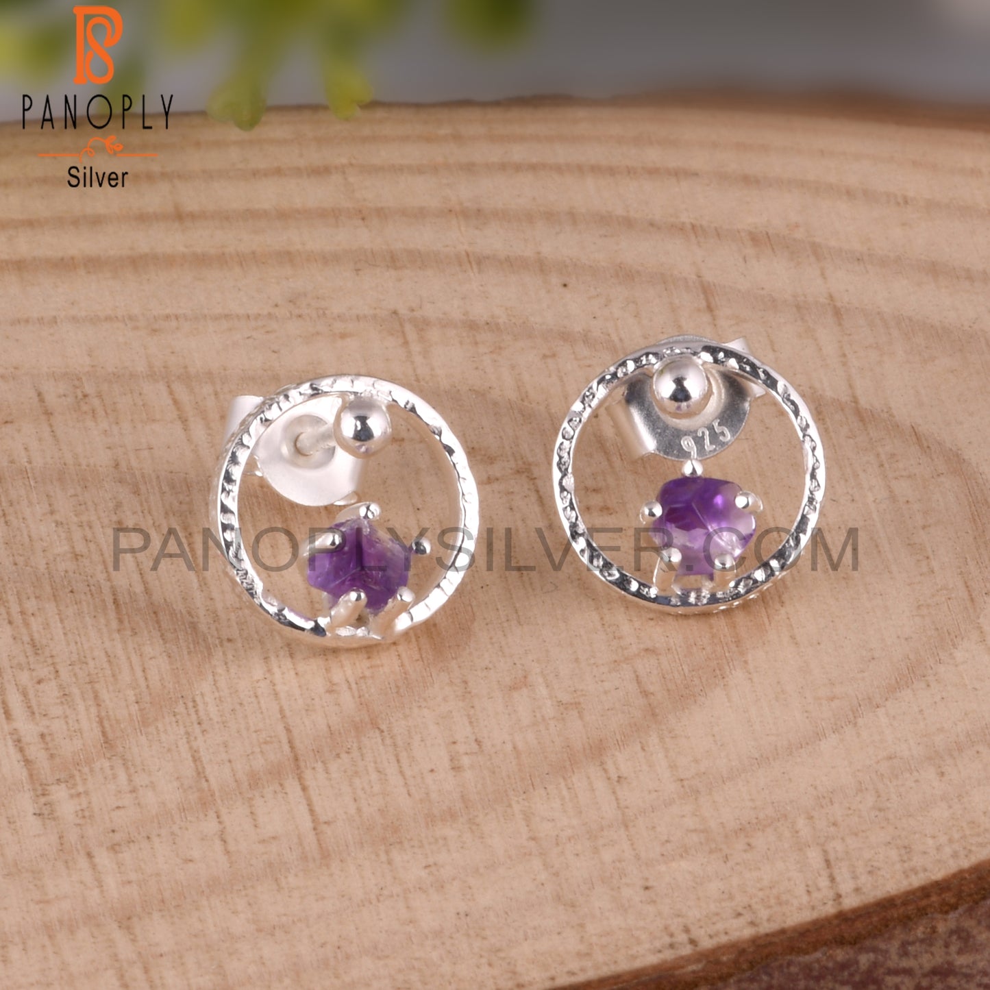 Amethyst 925 Sterling Silver Graduation Earrings