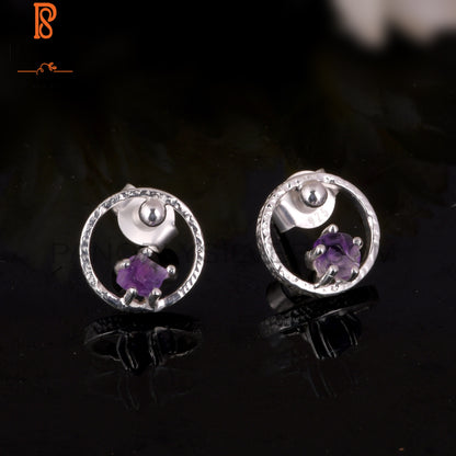 Amethyst 925 Sterling Silver Graduation Earrings