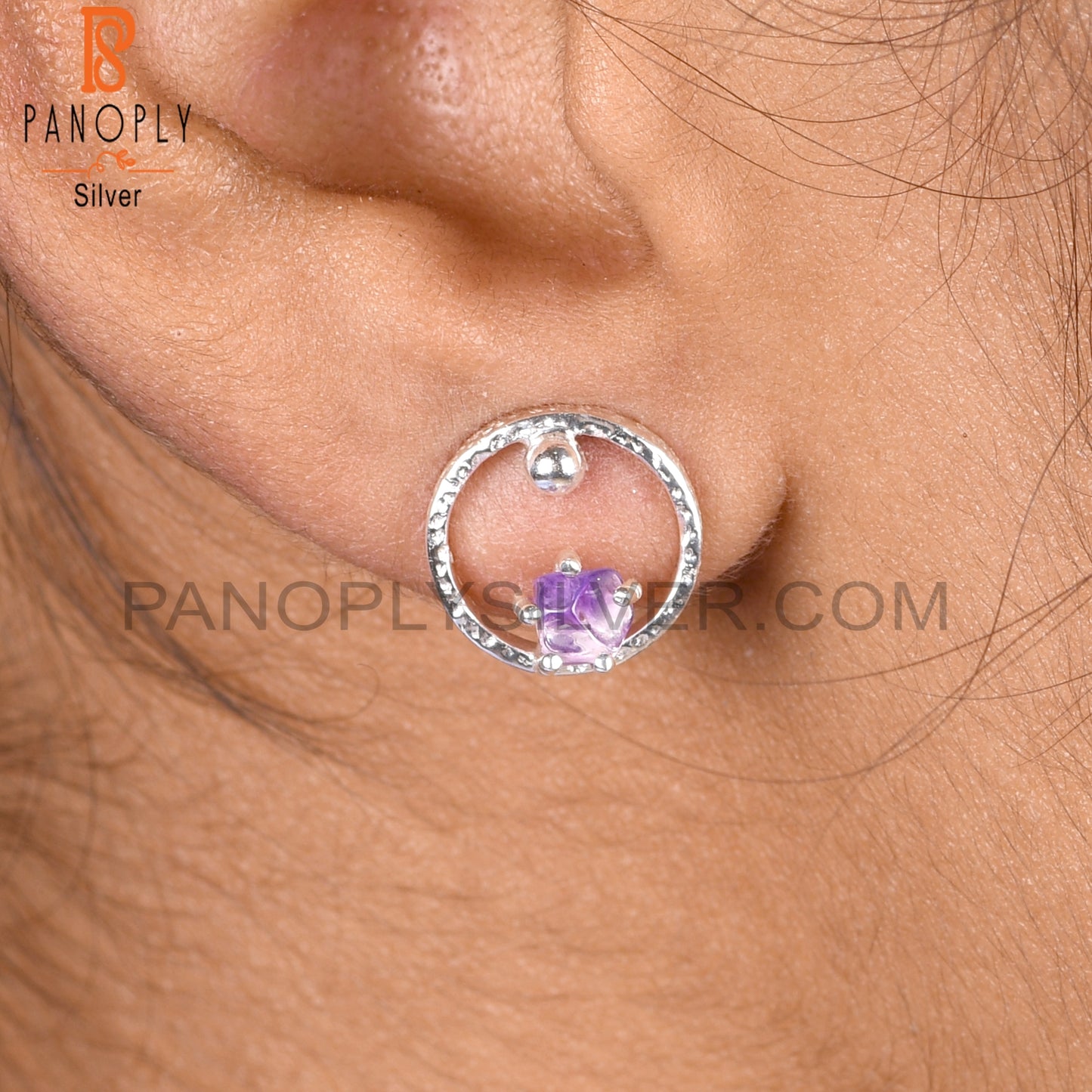 Amethyst 925 Sterling Silver Graduation Earrings