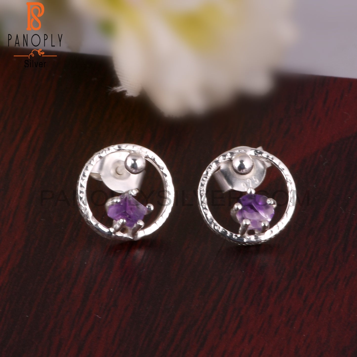 Amethyst 925 Sterling Silver Graduation Earrings